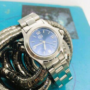 ESQ Esquire/Movado E5054 Stainless/Blue Dial Women's Bracelet Watch New Battery!